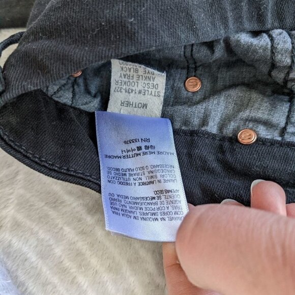 Mother Denim Looker Fray Hem Black Jeans 24 @O - Picture 11 of 15